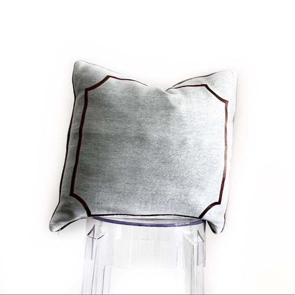 RESTORATION HARDWARE Linen Cotton Silk Decorative Accent Throw Pillow Case Blue - Picture 1 of 8